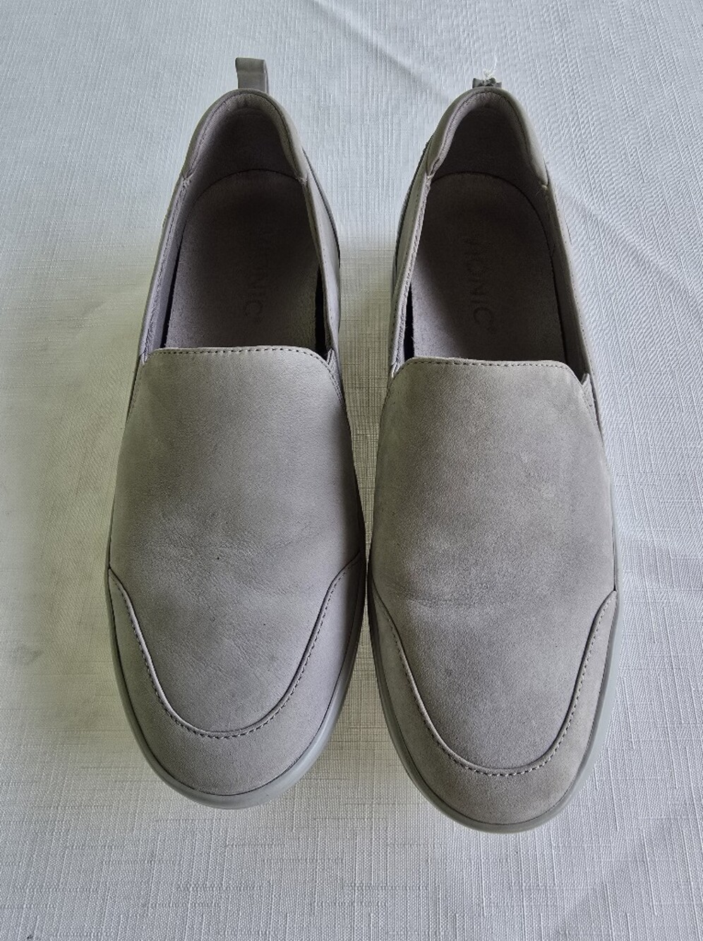 Vionic Slip-On Penelope Suede Loafers in Light Gray